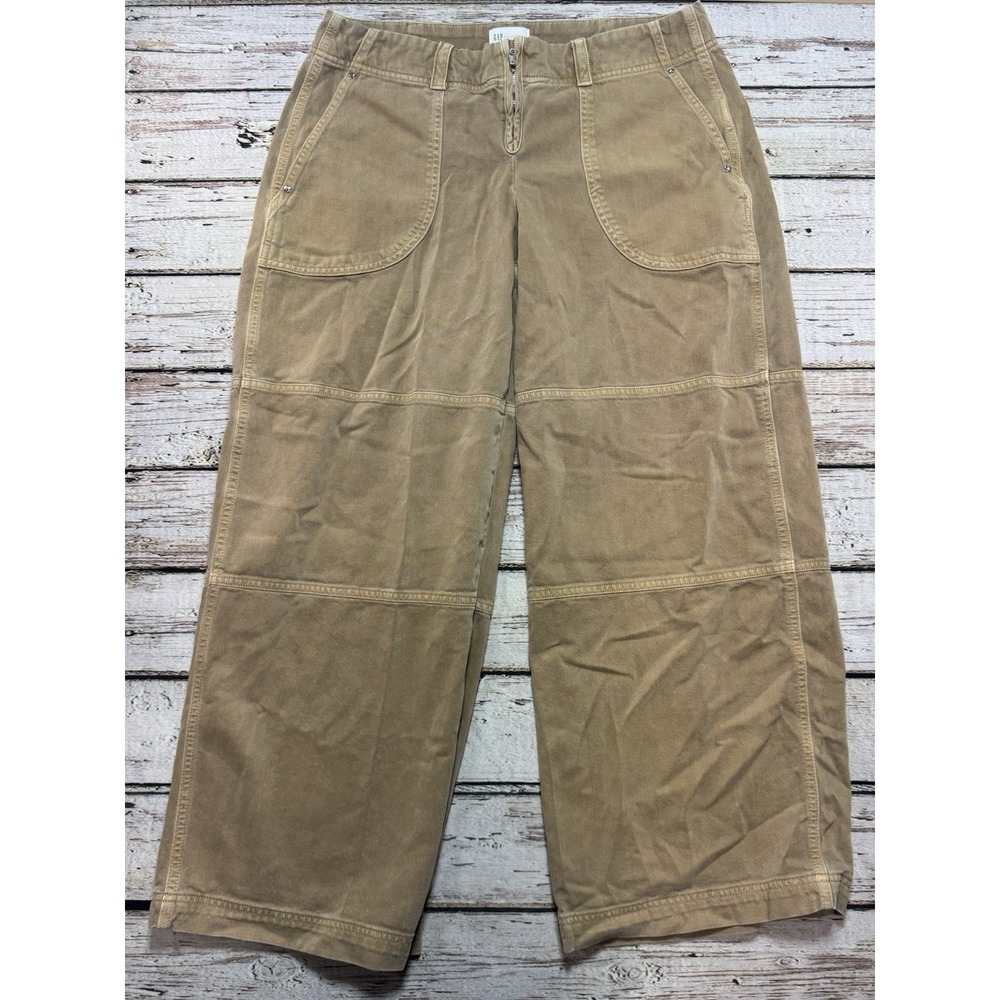 GAP x Sandy Liang Low Rise Wide Leg Utility Pants Jeans Mojave Tan Size 14